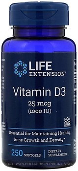 Фото Life Extension Vitamin D3 25 мкг (1000 IU) 250 капсул (LEX-17512)