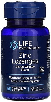 Фото Life Extension Zinc Lozenges Citrus-Orange Flavor 60 льодяників (LEX-15616)
