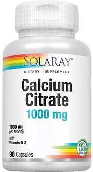 Фото Solaray Calcium Citrate with Vitamin D-3 1000 мг 90 капсул