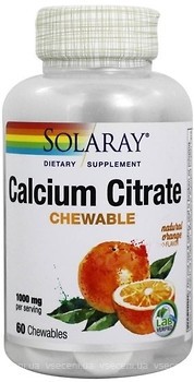 Фото Solaray Calcium Citrate 1000 мг зі смаком апельсина 60 таблеток (SOR04584)