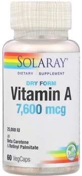 Фото Solaray Dry Form Vitamin A 25000 IU 60 капсул