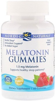 Фото Nordic Naturals Melatonin Gummies зі смаком малини 1.5 мг 60 таблеток