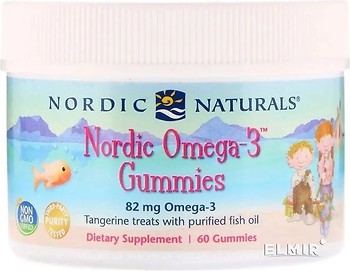 Фото Nordic Naturals Nordic Omega-3 Gummies зі смаком мандарина 60 льодяників