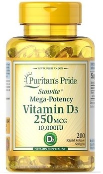 Фото Puritan's Pride Vitamin D3 10 000 IU 200 капсул