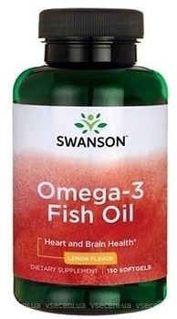 Фото Swanson Omega-3 Fish Oil зі смаком лимона 150 капсул (SWA11253)