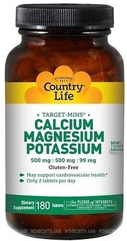 Фото Country Life Calcium, Magnesium, and Potassium 180 таблеток (CLF02486)