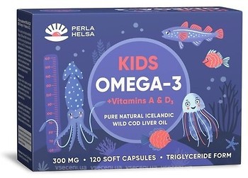 Фото Perla Helsa Kids Omega 3 + Vitamins A І D3 120 капсул