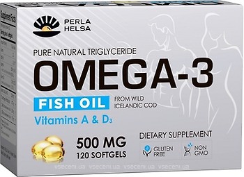 Фото Perla Helsa Omega 3 Fish Oil Vitamins A & D3 120 капсул