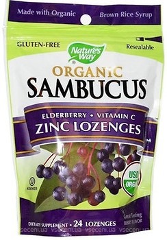 Фото Nature's Way Sambucus Organic Zinc 24 льодяників