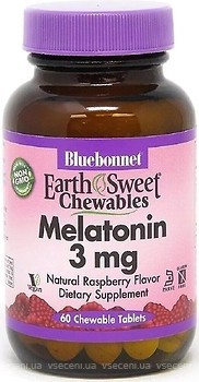 Фото Bluebonnet Nutrition Melatonin 3 мг зі смаком малини 60 таблеток (BLB0993)