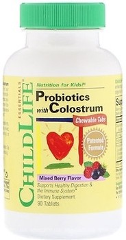 Фото ChildLife Probiotics with Colostrum со вкусом ягод 90 таблеток (CDL11100)