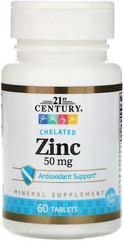 Фото 21st Century Chelated Zinc 50 мг 60 таблеток