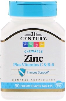 Фото 21st Century Zinc Plus Vitamins C & B-6 со вкусом вишни 90 таблеток