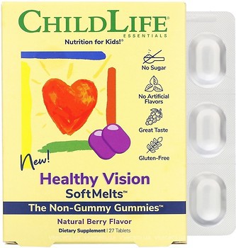 Фото ChildLife Healthy Vision SoftMelts зі смаком ягід 27 таблеток (CDL10050)