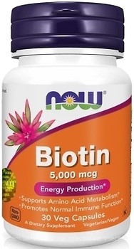 Фото Now Foods Biotin 5000 мкг 30 капсул