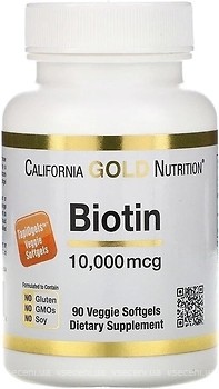 Фото California Gold Nutrition Biotin 10000 мкг 90 капсул
