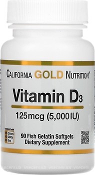 Фото California Gold Nutrition Vitamin D3 125 мкг 90 капсул