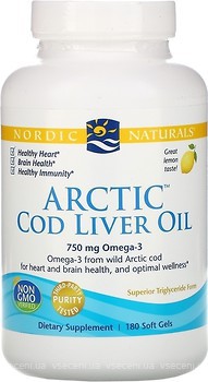 Фото Nordic Naturals Arctic Cod Liver Oil зі смаком лимона 180 капсул