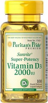 Фото Puritan's Pride Vitamin D3 2000 IU 100 капсул