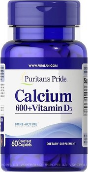 Фото Puritan's Pride Calcium 600+Vitamin D3 60 таблеток