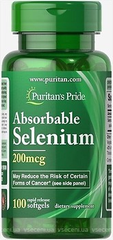 Фото Puritan's Pride Absorbable Selenium 200 мкг 100 капсул