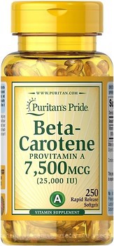 Фото Puritan's Pride Beta-Carotene Provitamin A 25000 IU 250 капсул
