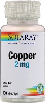 Фото Solaray Copper 2 мг 100 капсул (SOR45931)