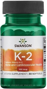 Фото Swanson Vitamin K-2 100 мкг 30 капсул