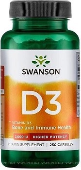 Фото Swanson Vitamin D3 2000 IU 250 капсул