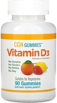 Фото California Gold Nutrition Vitamin D3 Gummies 50 мкг зі смаком ягідно-фруктовий 90 таблеток