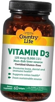 Фото Country Life Vitamin D3 5000 IU 60 капсул