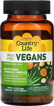 Фото Country Life Max for Vegans 120 капсул