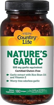 Фото Country Life Nature's Garlic 500 мг 180 капсул