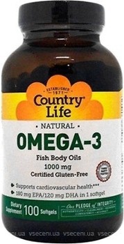 Фото Country Life Omega 3 Fish Body Oil 100 капсул