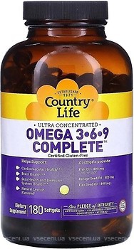 Фото Country Life Omega 3-6-9 зі смаком лимона 180 капсул