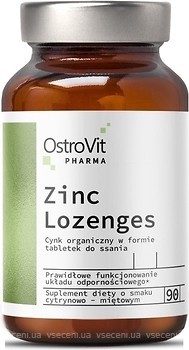 Фото OstroVit Zinc Lozenges зі смаком лимон-м'ята 90 таблеток