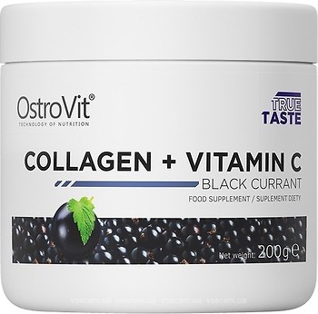 Фото OstroVit Collagen + Vitamin C зі смаком чорної смородини 200 г