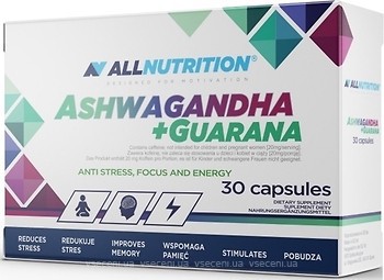 Фото All Nutrition Ashwagandha + Guarana 30 капсул