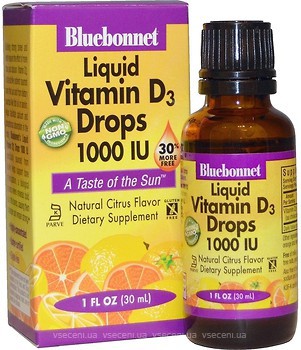 Фото Bluebonnet Nutrition Vitamin D3 1000 IU зі смаком апельсина 30 мл