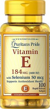 Фото Puritan's Pride Vitamin E 184 мг with Selenium 50 мкг 100 капсул