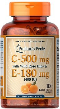 Фото Puritan's Pride Vitamin C & E 100 капсул