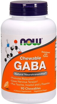 Фото Now Foods GABA 250 мг зі смаком апельсина 90 таблеток