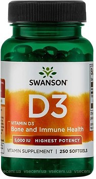 Фото Swanson Vitamin D3 5000 IU 250 капсул