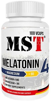 Фото MST Nutrition Melatonin 4 + Magnesium + B6 100 капсул