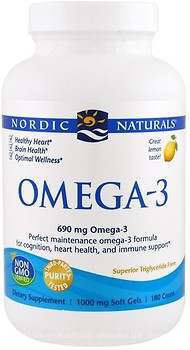 Фото Nordic Naturals Omega-3 зі смаком лимона 690 мг 180 капсул