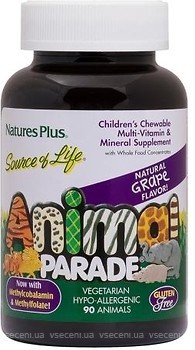 Фото Nature's Plus Animal Parade Childrens Chewable Multi зі смаком винограду 90 таблеток