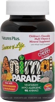 Фото Nature's Plus Animal Parade Childrens Chewable Multi со вкусом вишни 90 таблеток