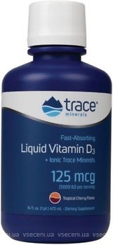 Фото Trace Minerals Liquid Vitamin D3 125 мкг зі смаком тропічної вишні 473 мл