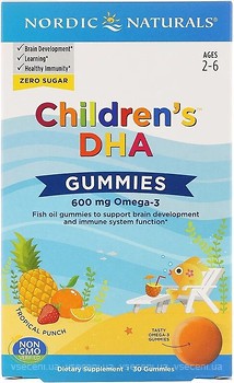 Фото Nordic Naturals Children's DHA Gummies зі смаком тропічного пуншу 600 мг 30 таблеток