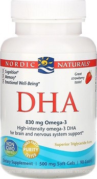 Фото Nordic Naturals DHA 830 мг зі смаком полуниці 90 капсул